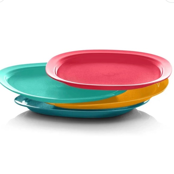 NEW (NIP) Tupperware Luncheon Plates Set - Yellow, Pink, Blue.  (LAST one) - Picture 2 of 6